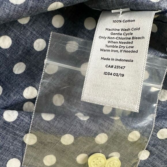Talbots Womens Navy White Polka Dot button down shirt XS NEW - Picture 7 of 8